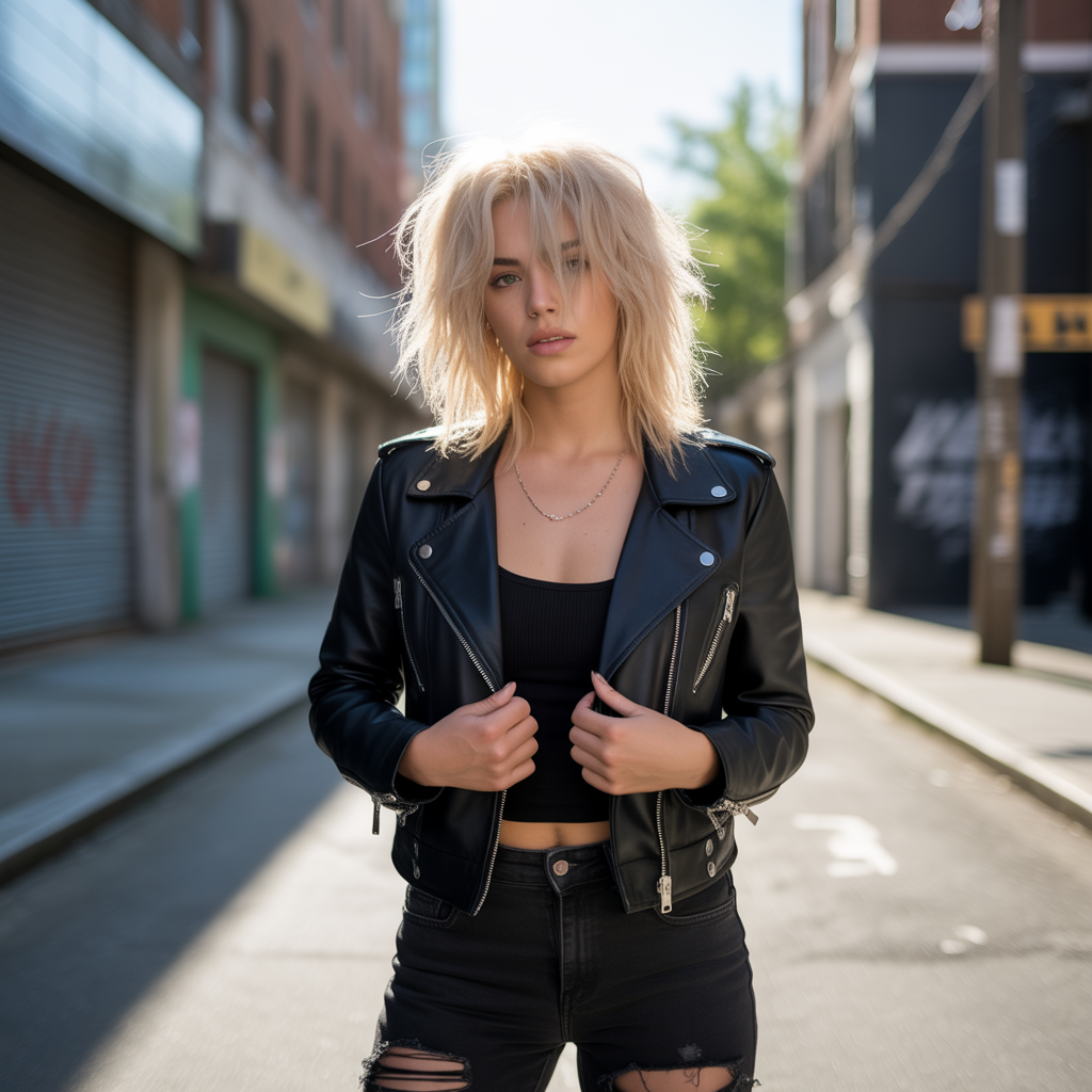 Long wolf cut with messy styling