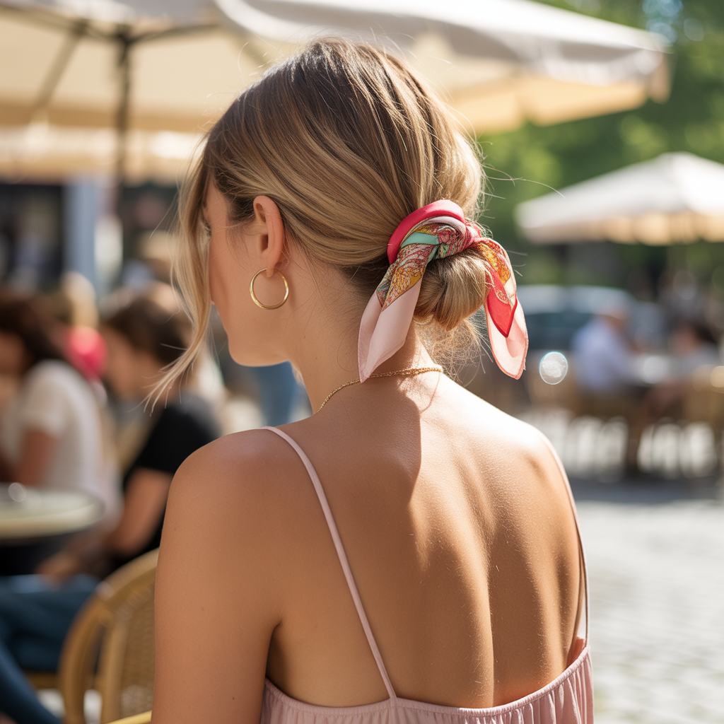 16 Brilliant Easy Hairstyles You Can Do in Minutes 8 Low Bun with Scarf