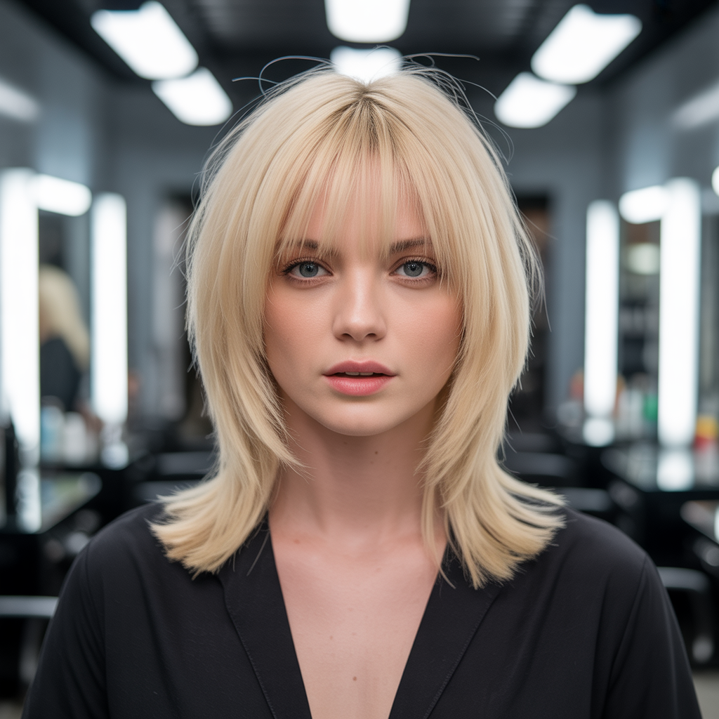 Medium Wolf Cut with Blunt Ends