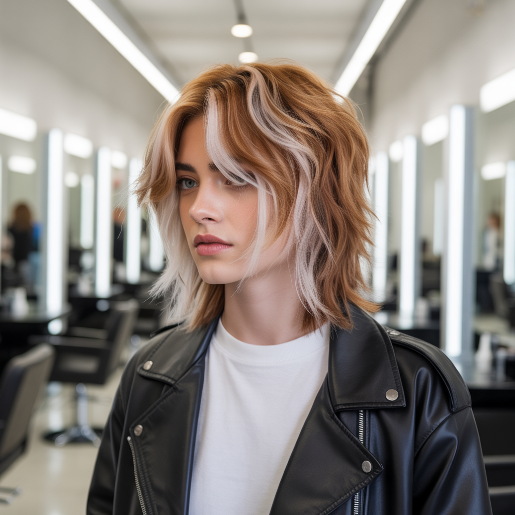 Medium Wolf Cut with Bold Highlights