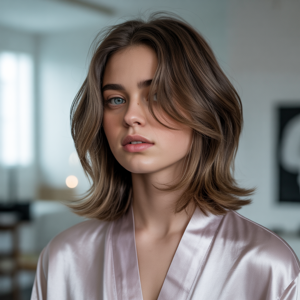 Medium Wolf Cut with Glossy Shine