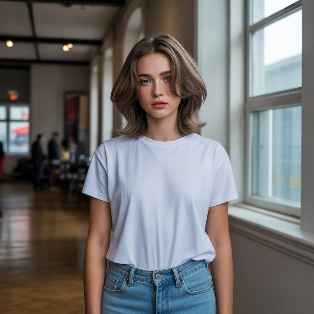 Medium Wolf Cut with Middle Part