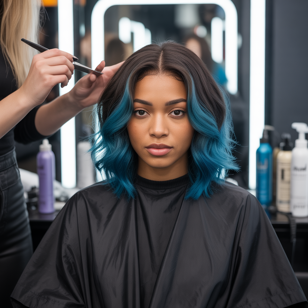 Medium Wolf Cut with Ombre