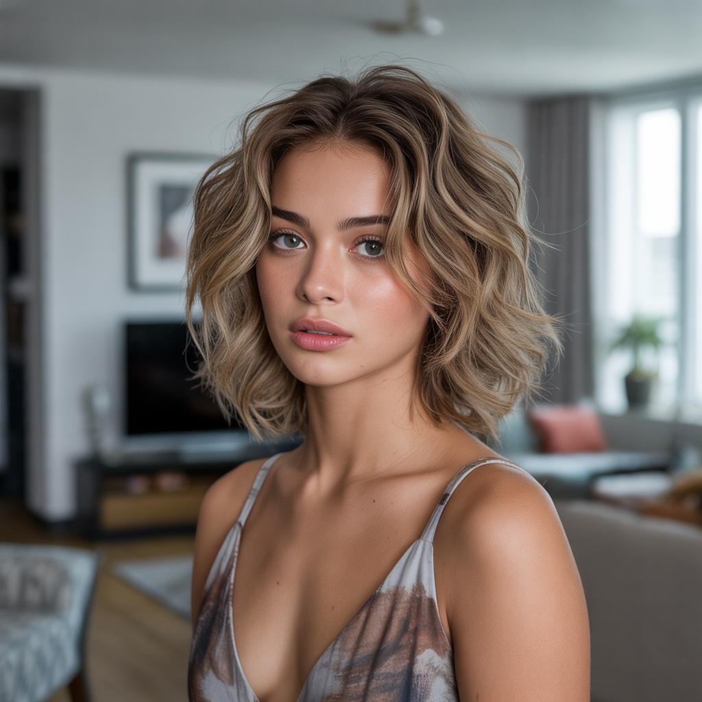 Medium Wolf Cut with Tousled Finish