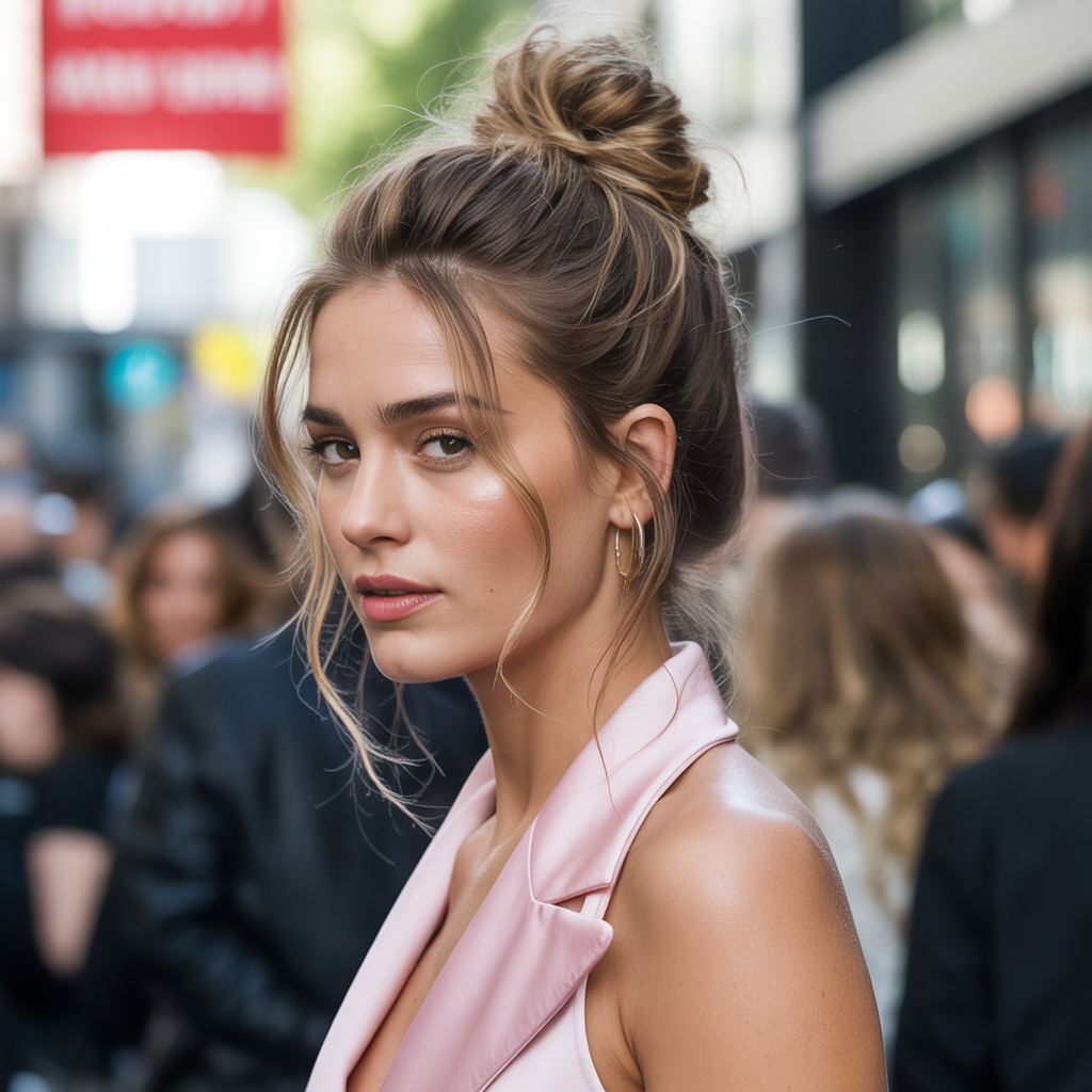 18 Fashionable Red Carpet Inspired Hairstyles for Glamorous Looks 6 Messy Chic Bun