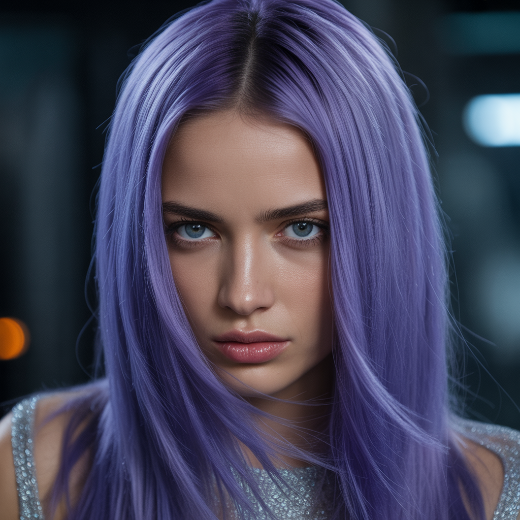 Metallic Purple Straight Hair