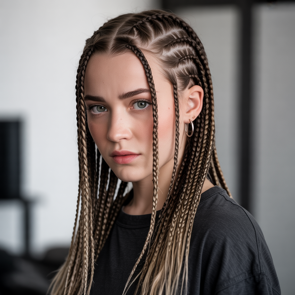 Mini Braids with Layered Highlights