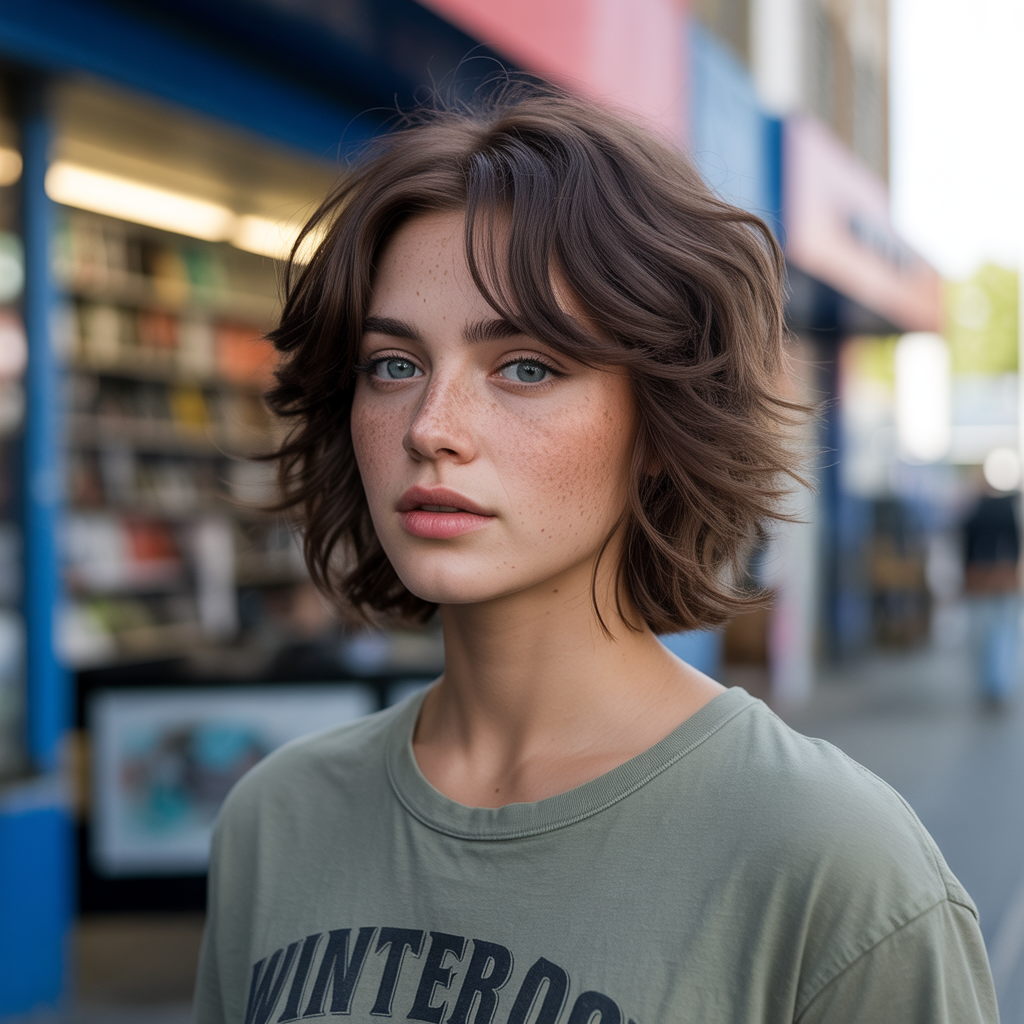 Natural brown wolf cut with minimal layers