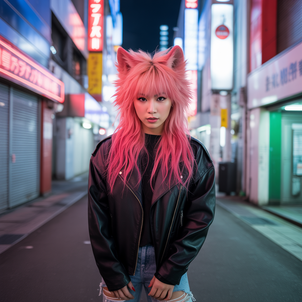 Neon Pink Wolf Cut