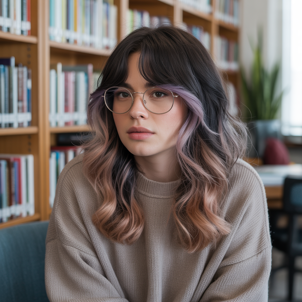 Ombre Wolf Cut With Highlights