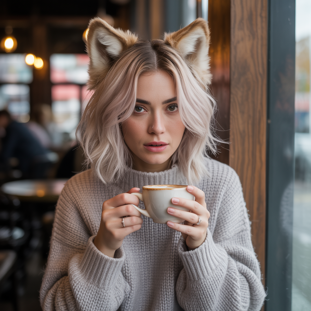 Pearl Blonde Balayage Wolf Cut