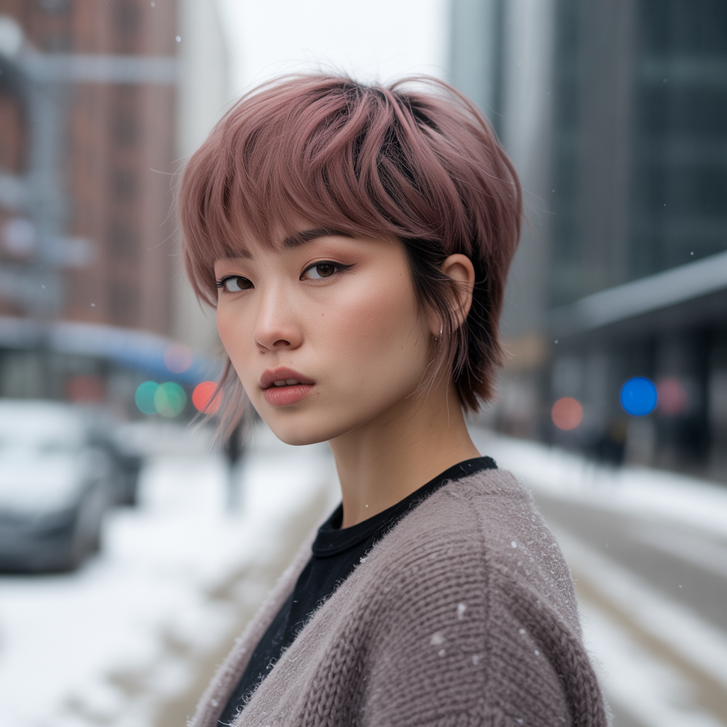 Pink Wolf Cut for Short Hair