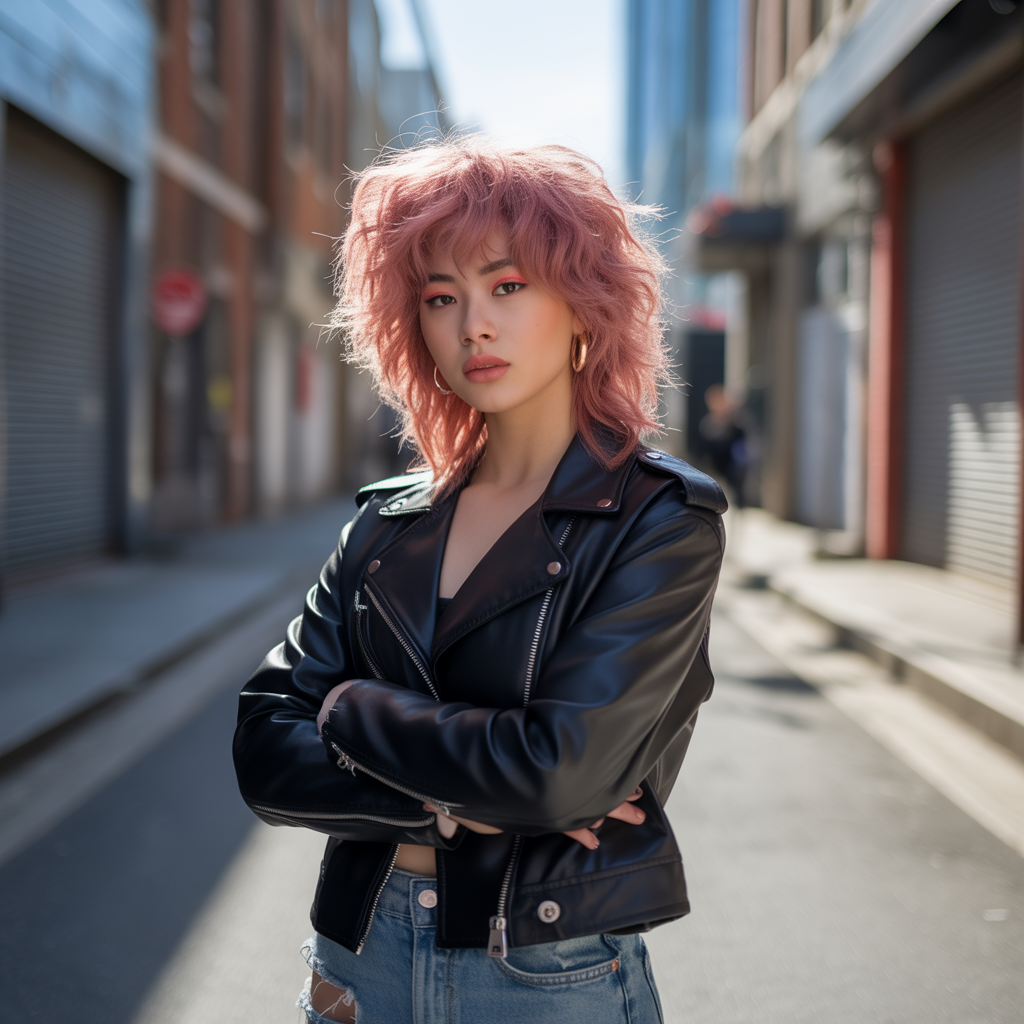Pink Wolf Cut with Layered Volume