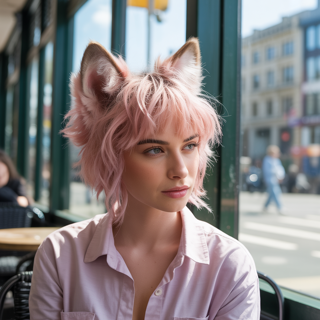 Pink Wolf Cut with Shaggy Texture