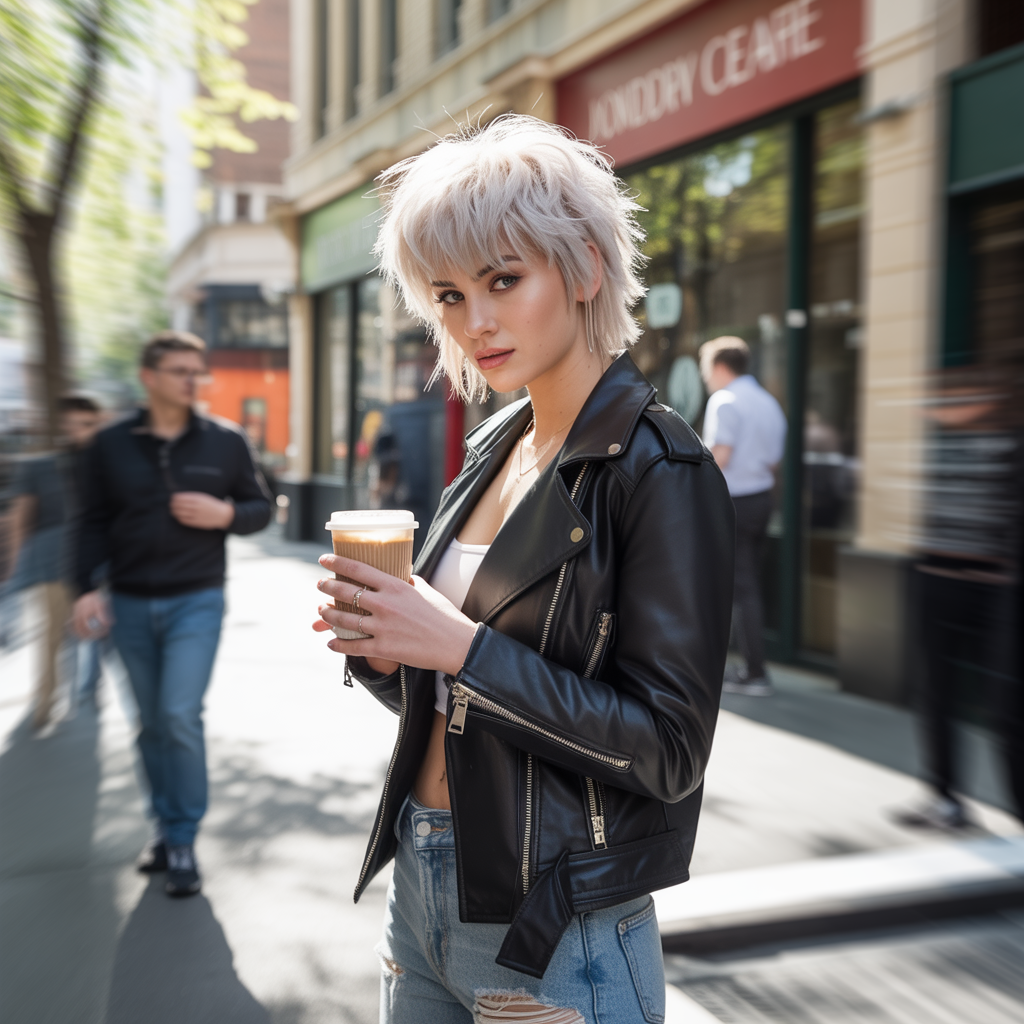 Platinum blonde wolf cut