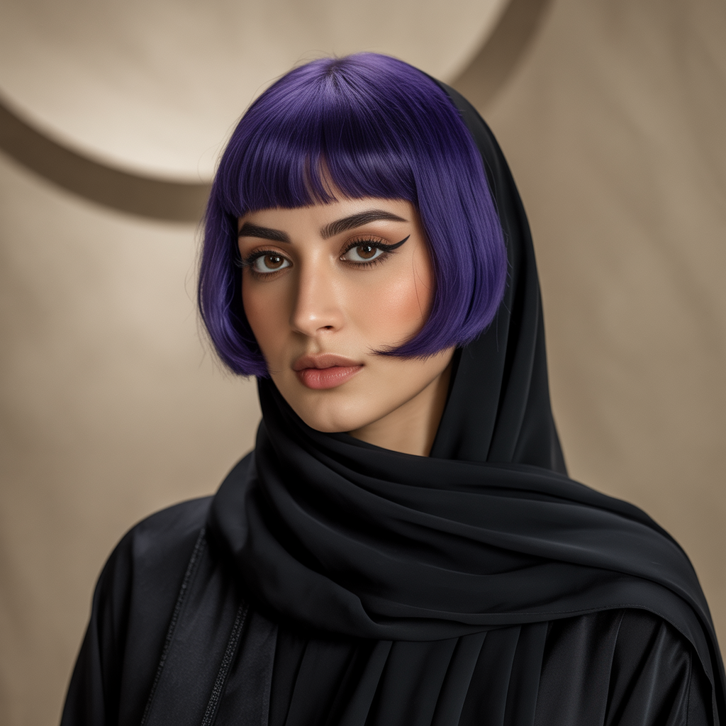 Purple Bob with Bangs