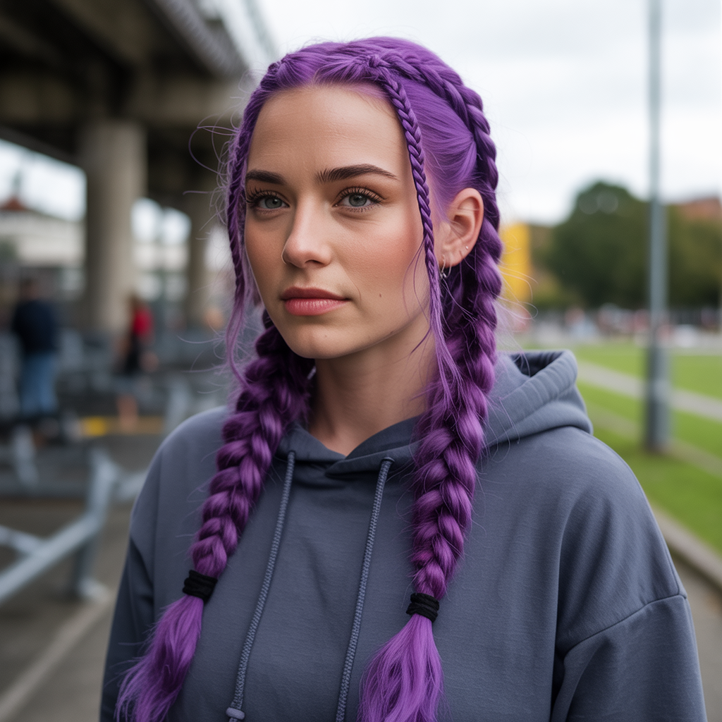 Purple Dutch Braids