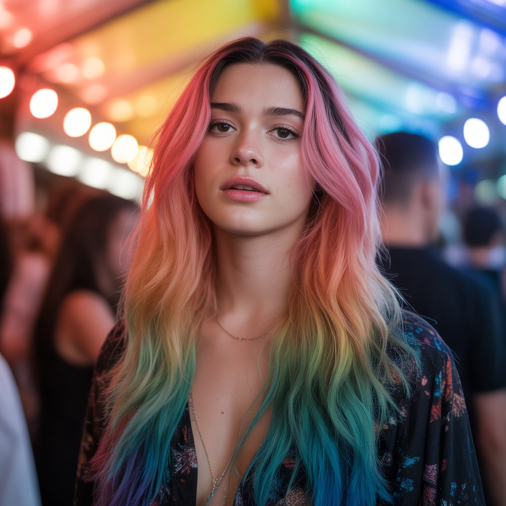 Rainbow Ombre Scene Hair