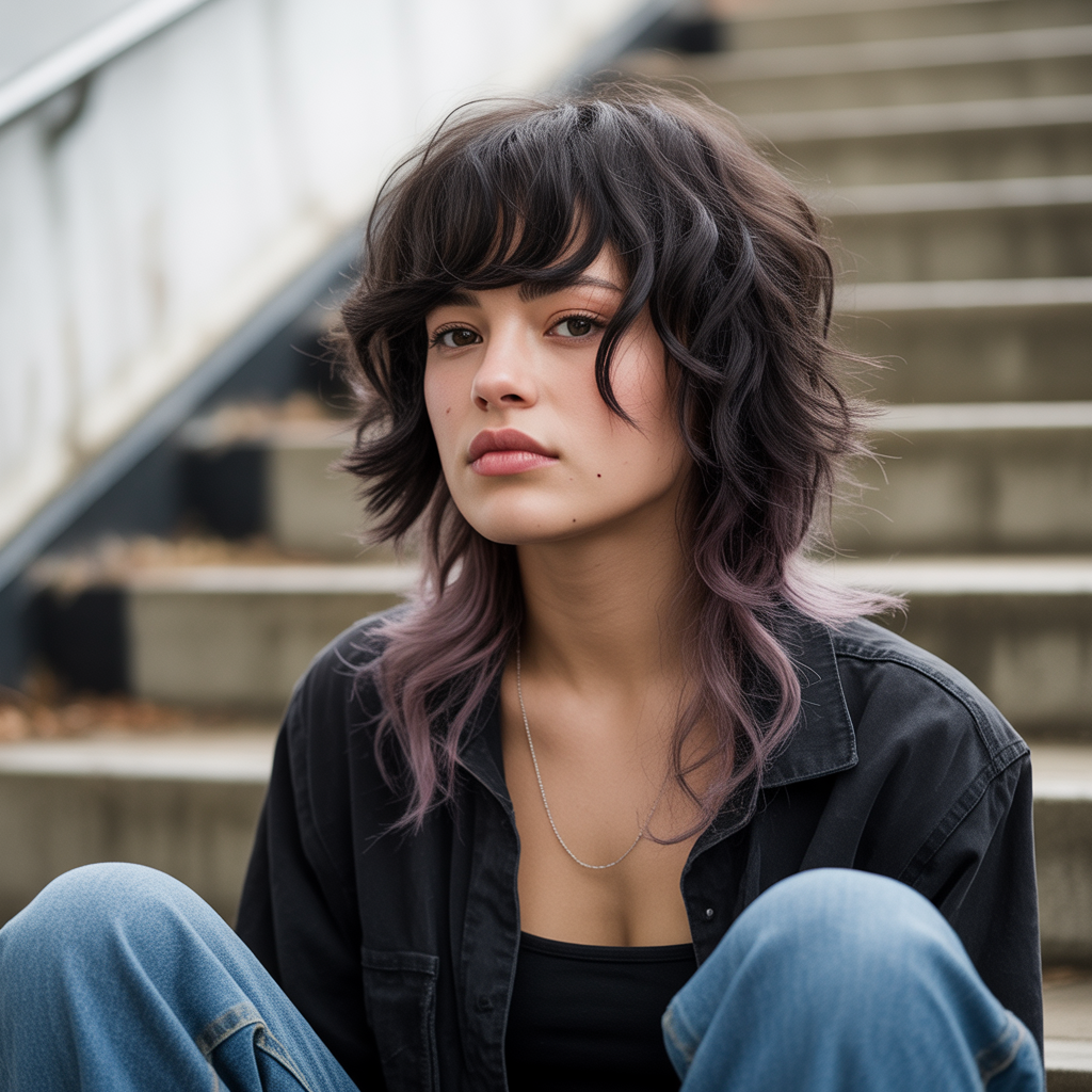 Razor-Cut Shag with Side Part