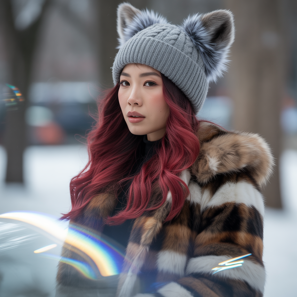 Red Balayage Wolf Cut