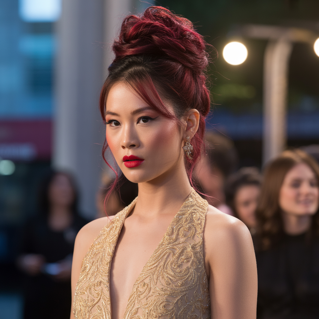 Red Weave Updo