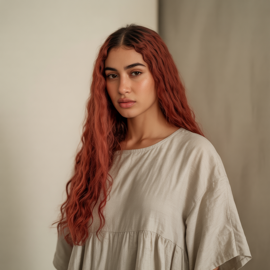 Red Weave with Middle Part