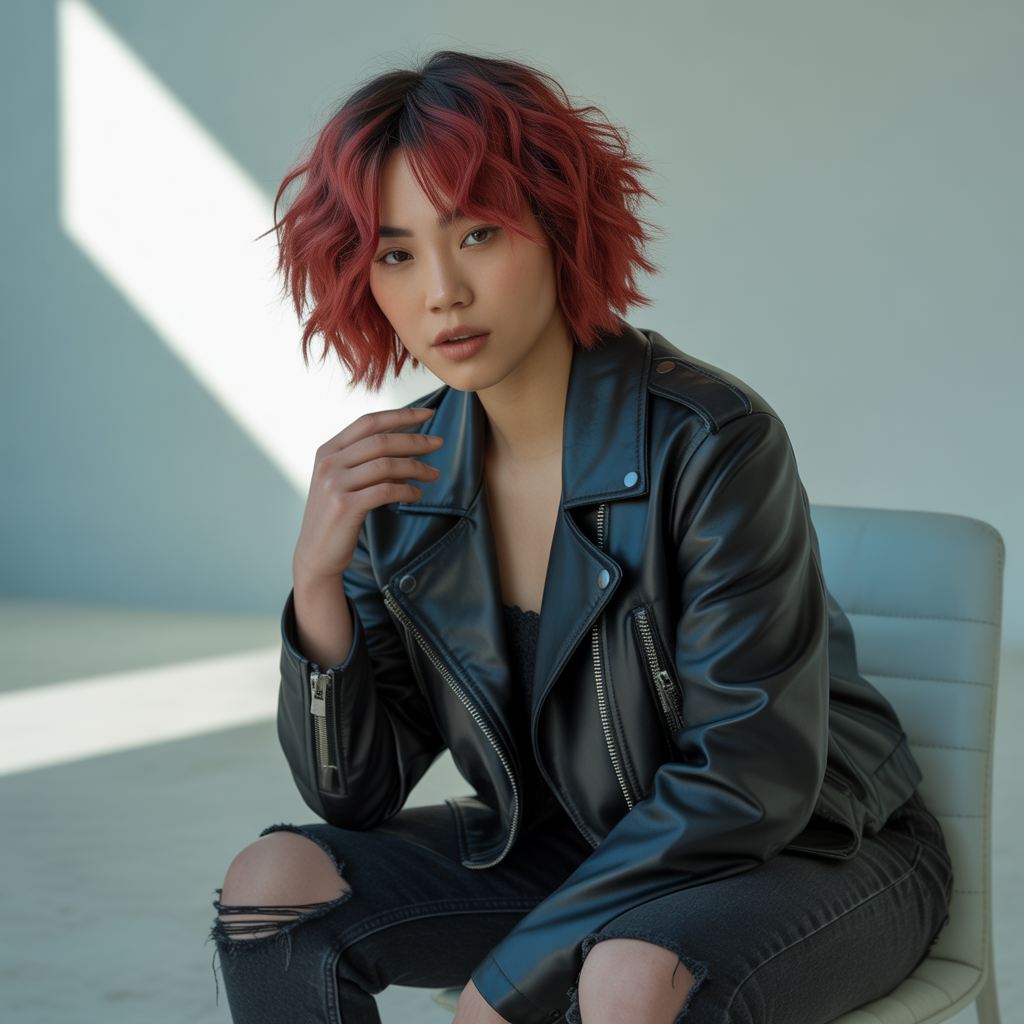 Red Wolf Cut with Black Roots