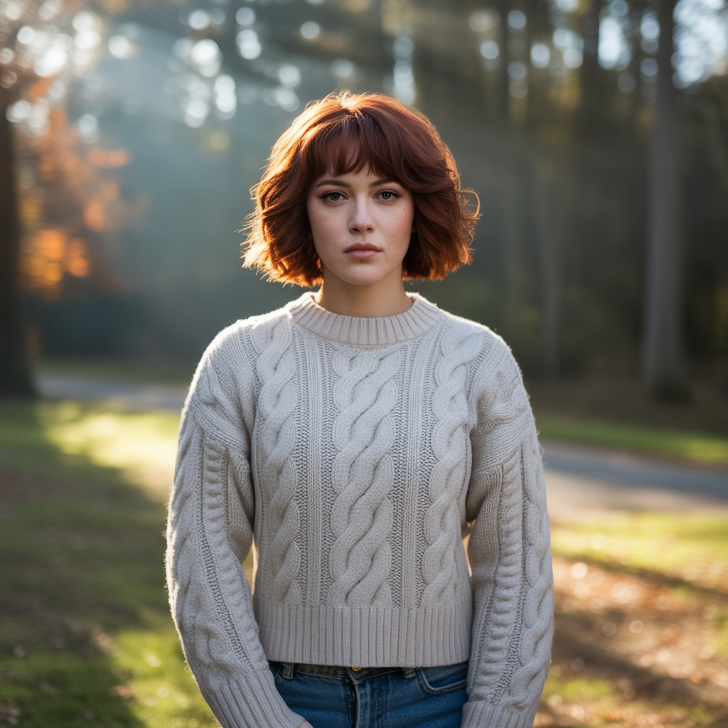 Reddish brown wolf cut with natural shine