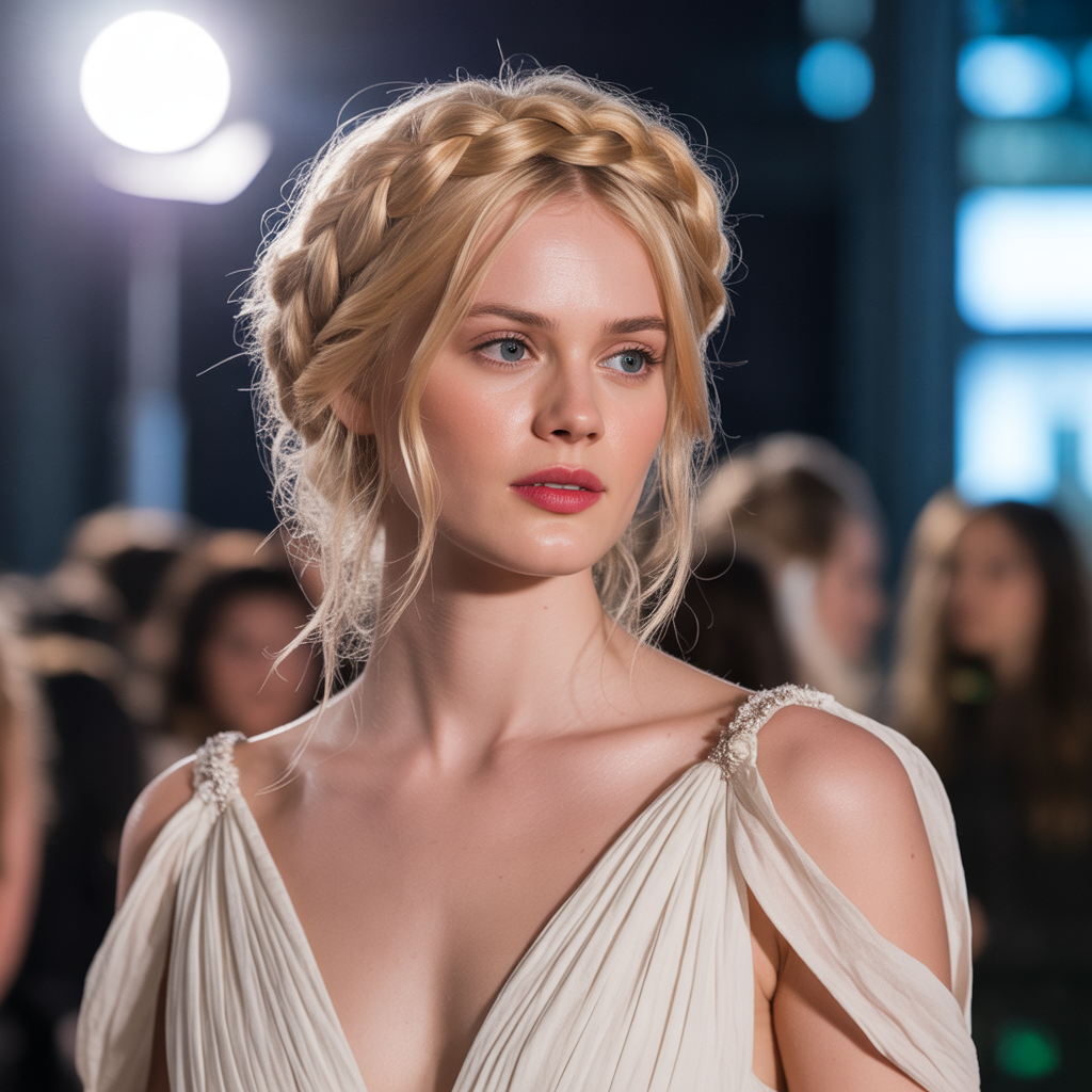 18 Fashionable Red Carpet Inspired Hairstyles for Glamorous Looks 5 Romantic Braided Crown