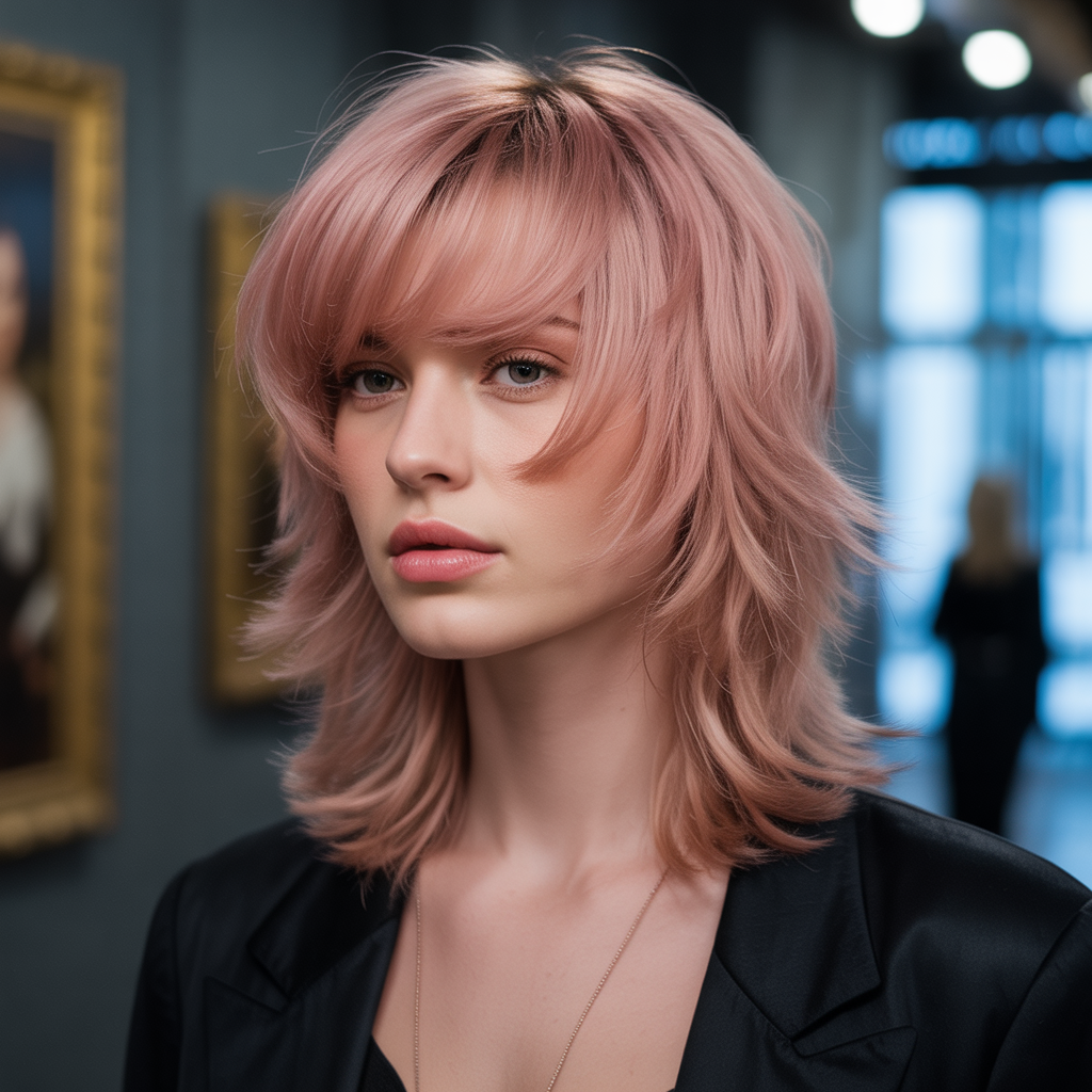 Rose Gold Pink Wolf Cut