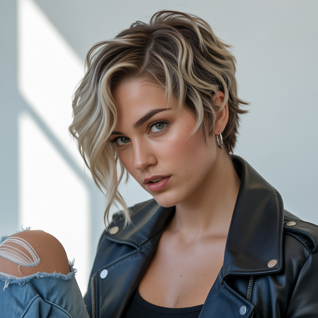 Short Wolf Cut with Highlights