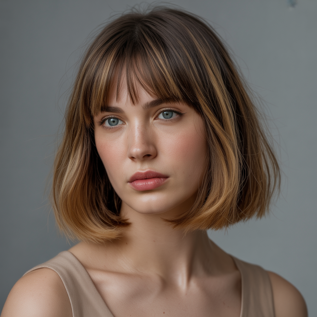 Shoulder-Length Bob with Bangs