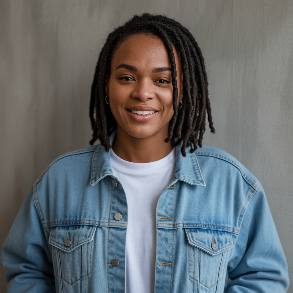 Shoulder-Length Dreads with Middle Part