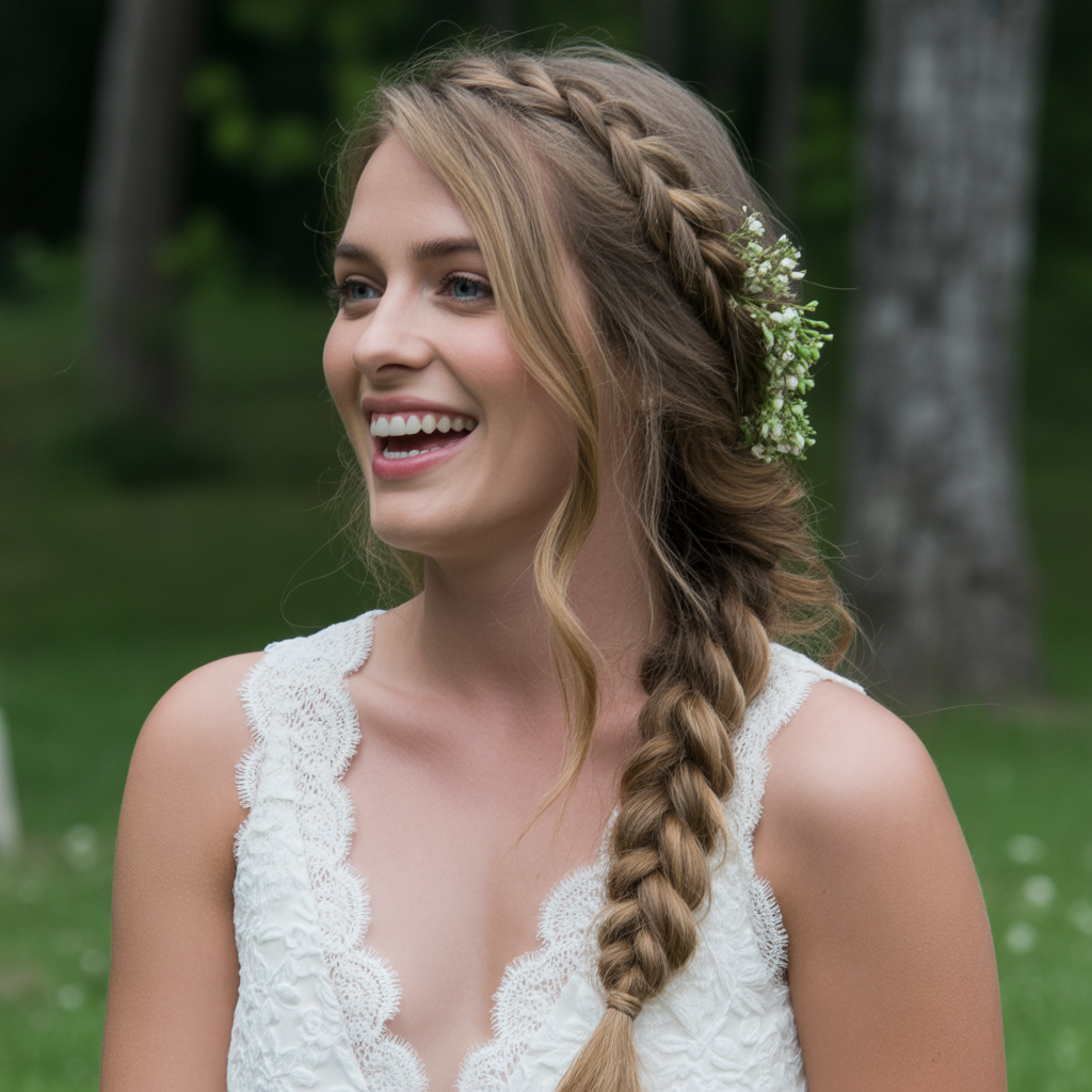 Side Braid with Loose Hair