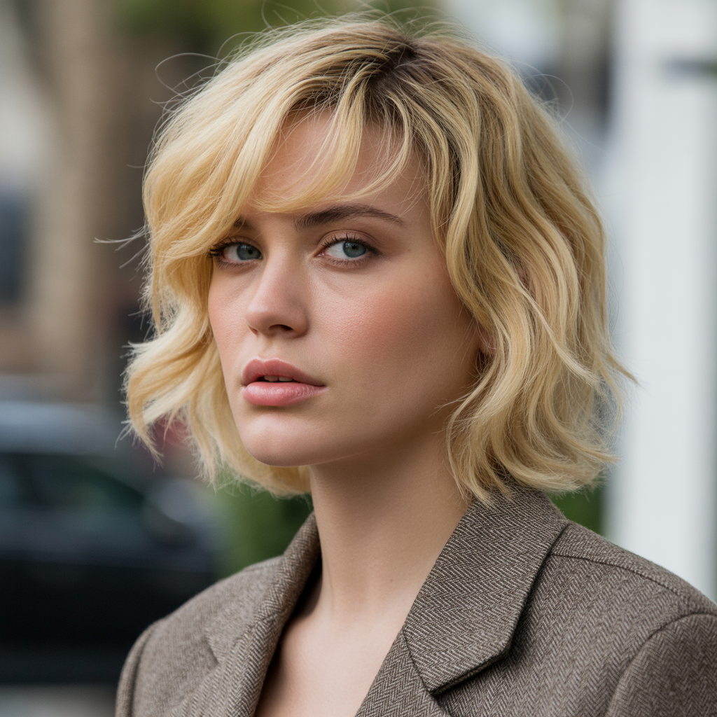 Side-Swept Blonde Bangs