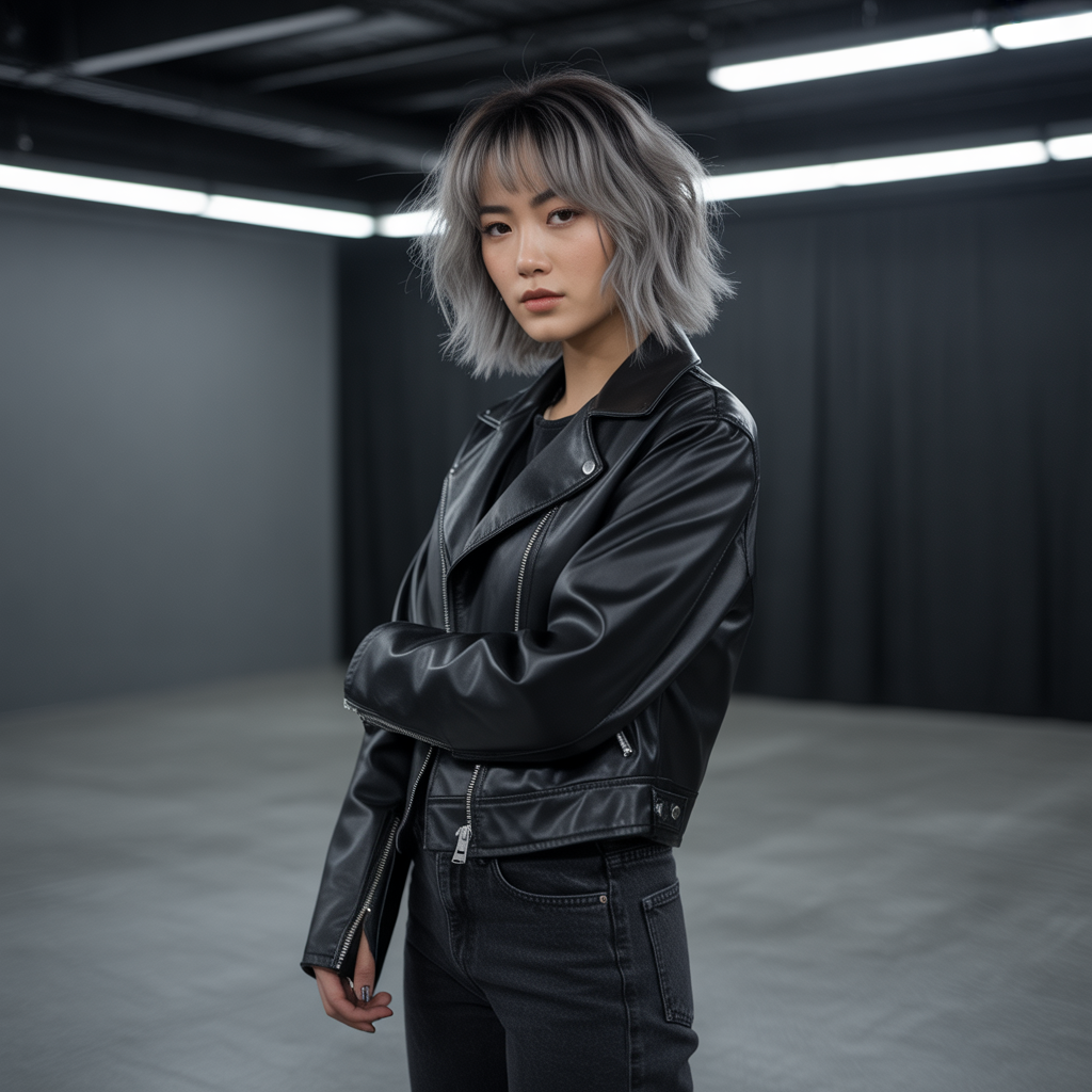 Silver-Toned Wolf Cut With Highlights