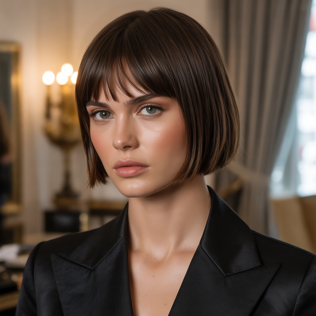 15 Gorgeous Haircuts With Curtain Bangs to Transform Your Look 13 Sleek Cut With Middle-Part Curtain Bangs