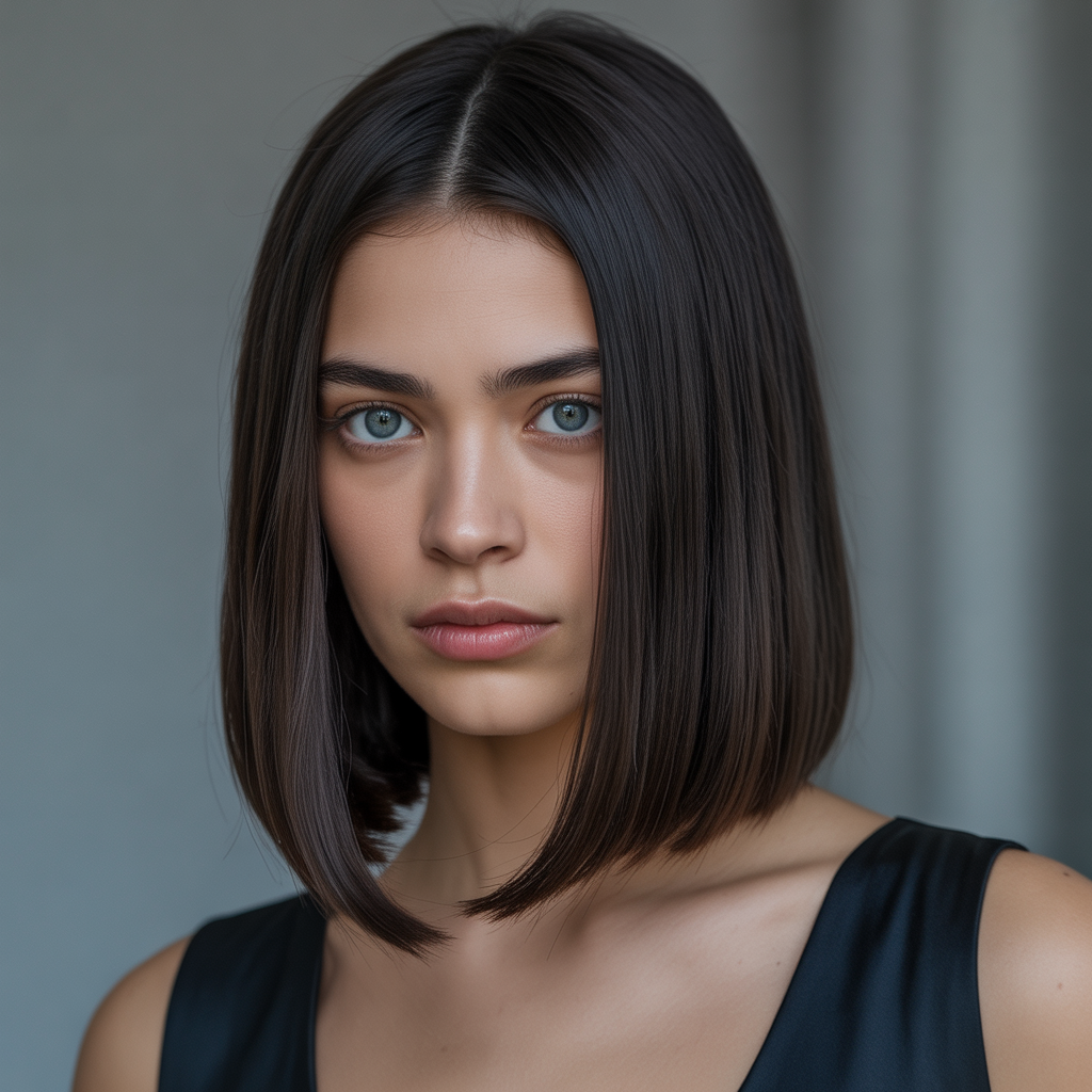 Sleek Straight Long Angled Bob