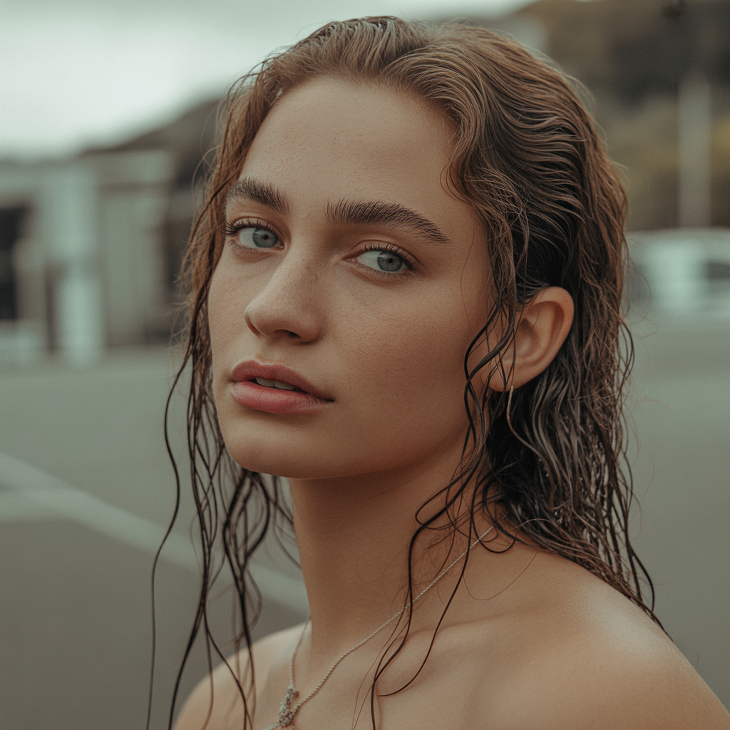 Slicked-Back Wet Look for Pool Hairstyles