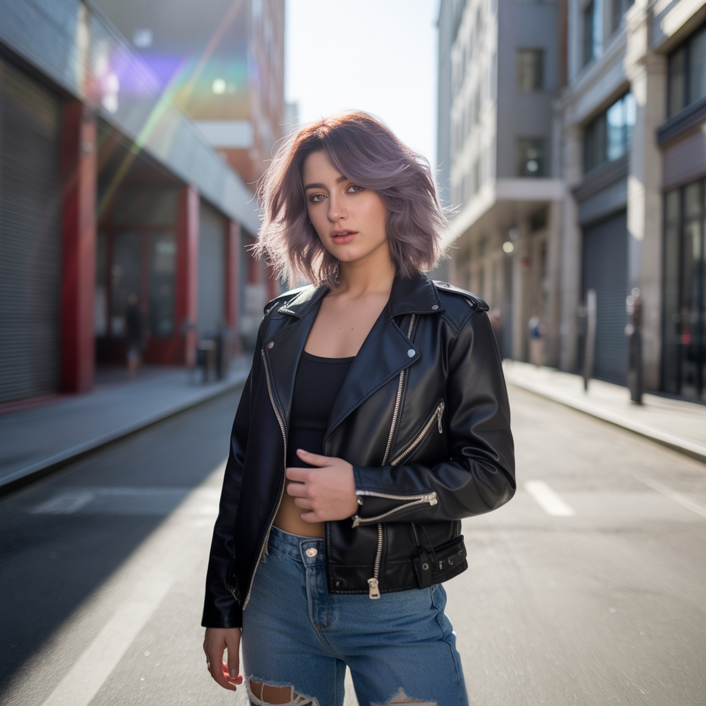 Smoky Lilac Balayage Wolf Cut