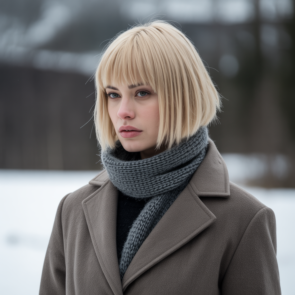 Straight blonde wolf cut