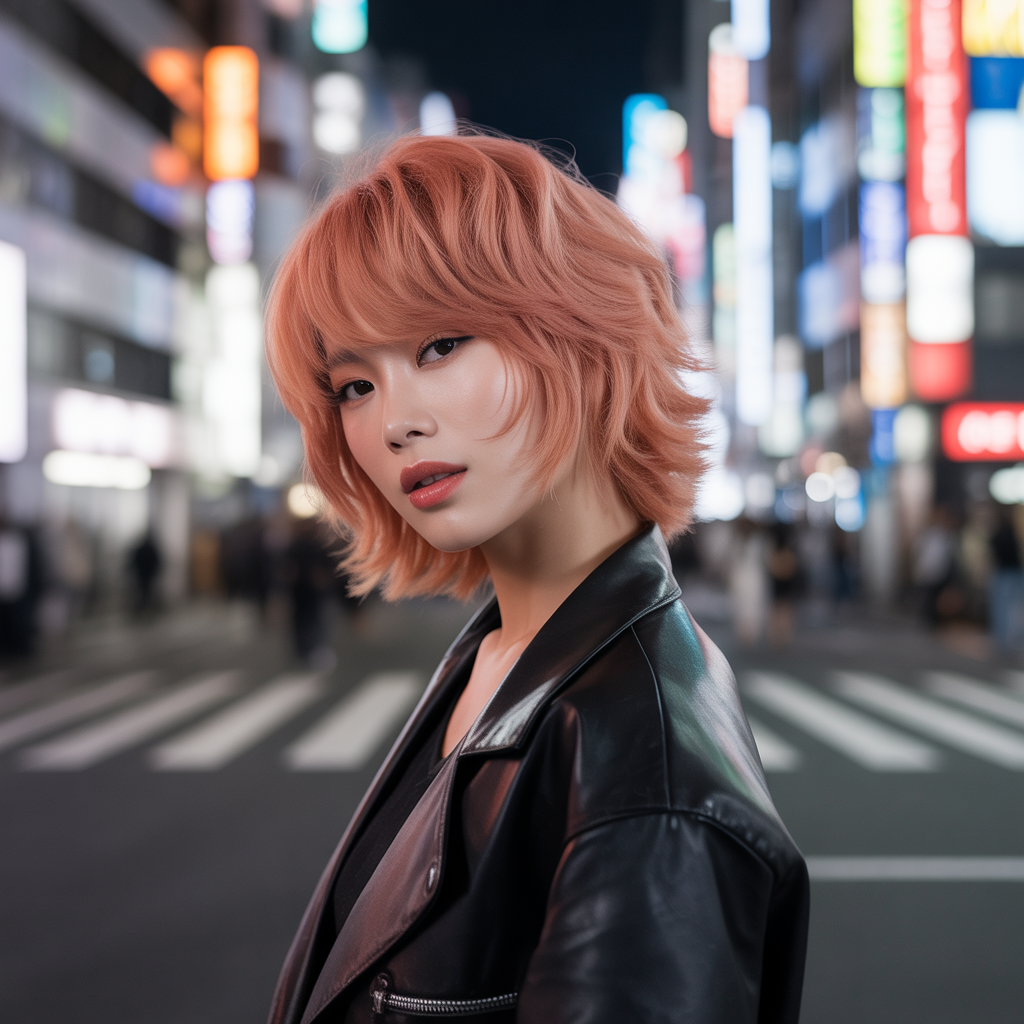 Strawberry blonde wolf cut