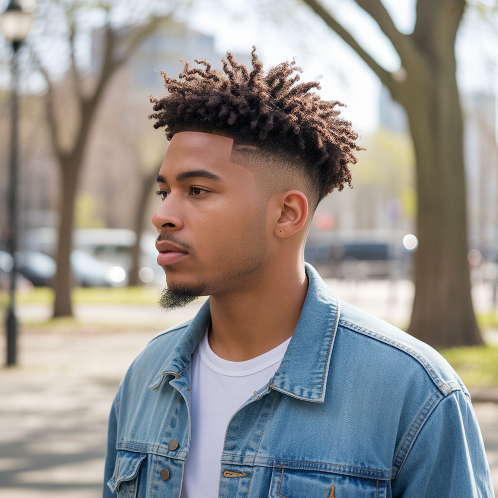 Temple Fade with Curly Hair