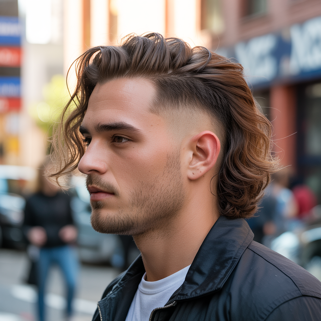 Temple Fade with Long Top