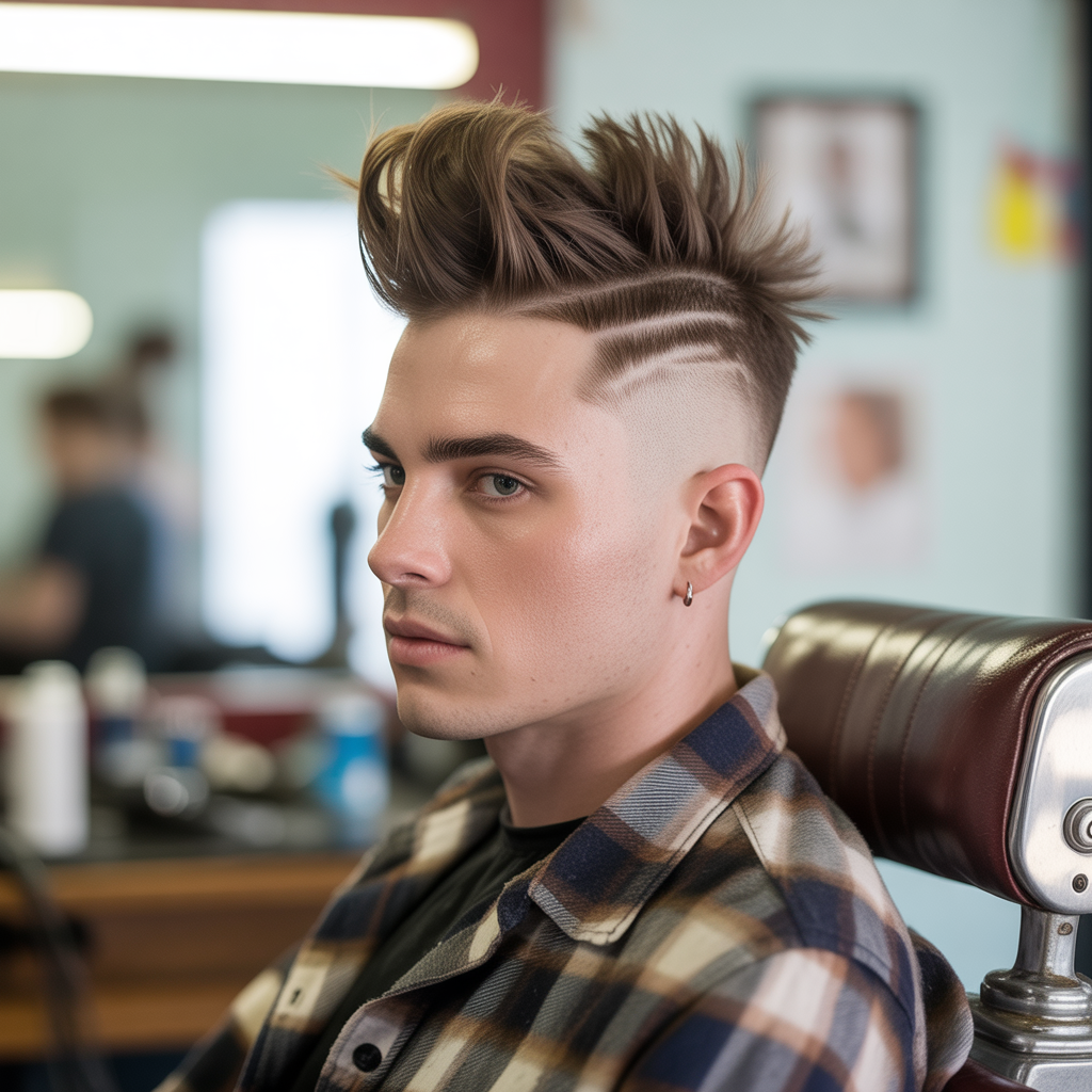 Temple Fade with Mohawk