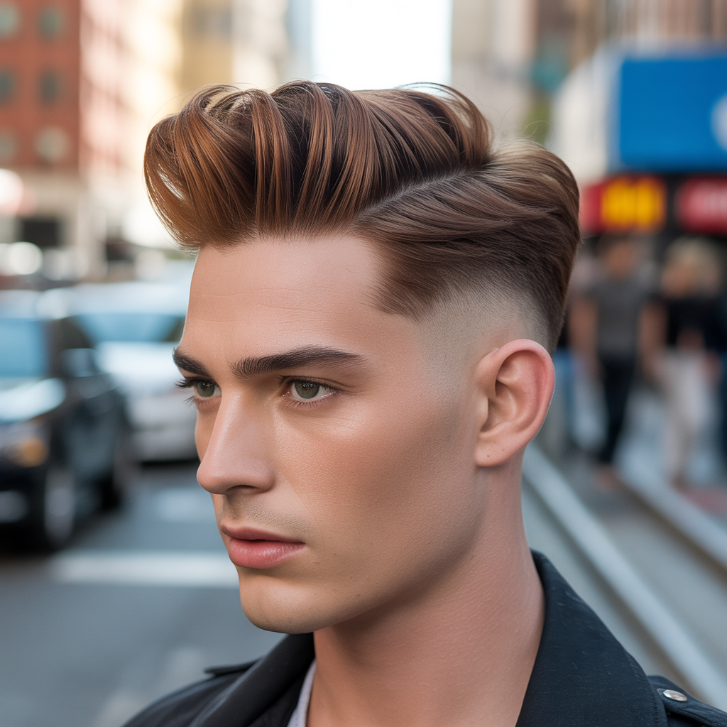 Temple Fade with Pompadour