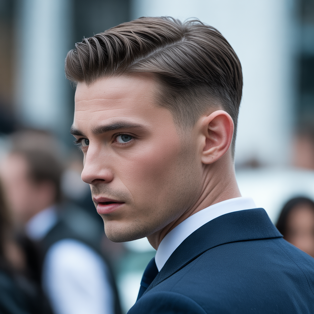 Temple Fade with Side Part