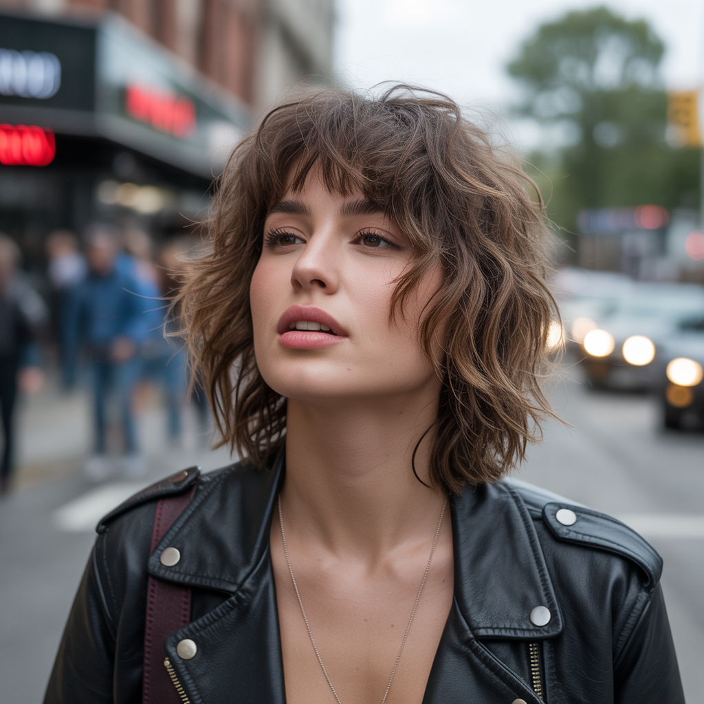 15 Gorgeous Haircuts With Curtain Bangs to Transform Your Look 7 Textured Shaggy Cut With Curtain Bangs