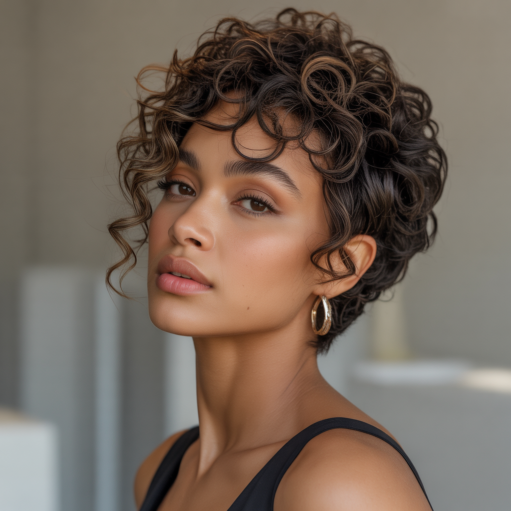 Voluminous Pixie with Curls