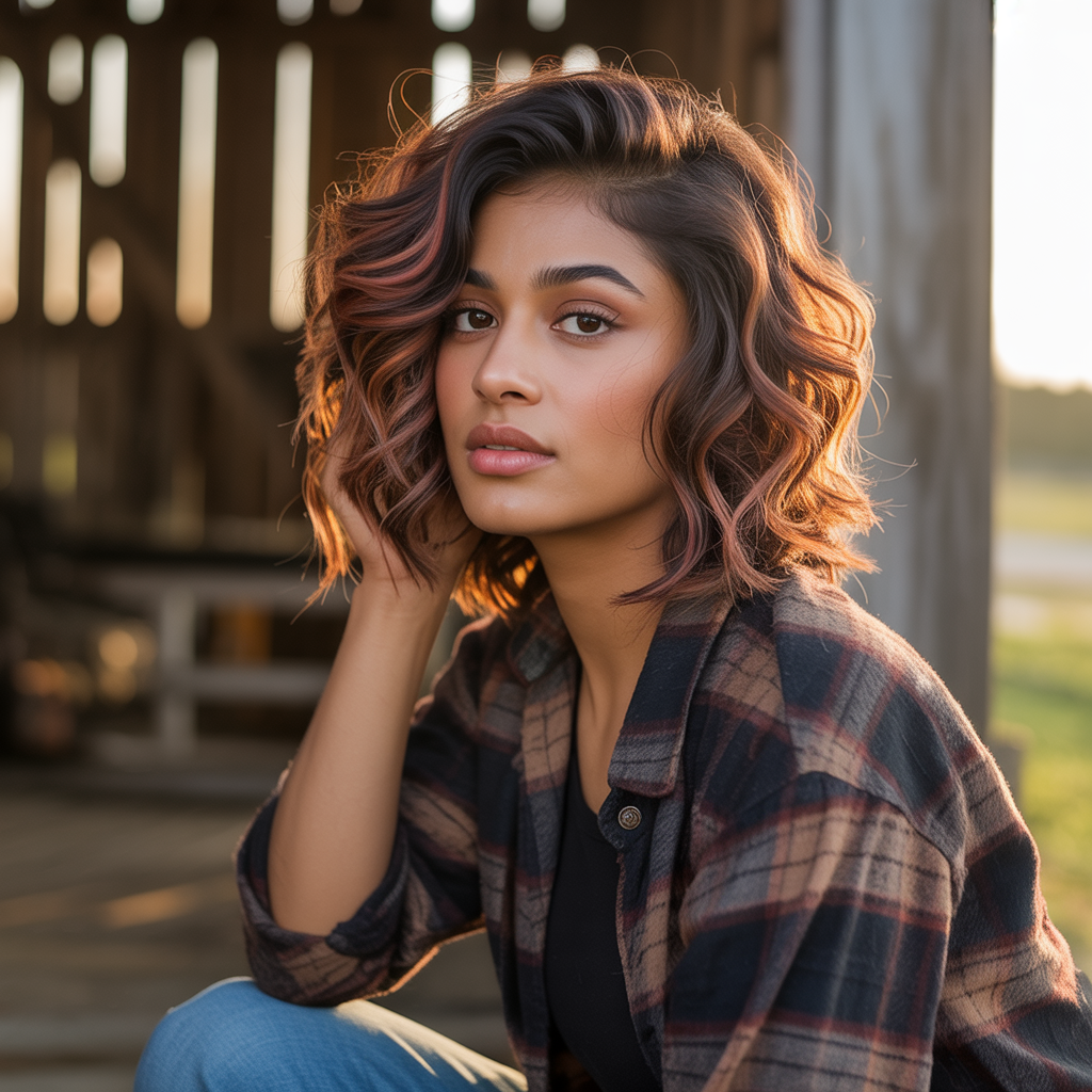 Wavy Wolf Cut with Highlights